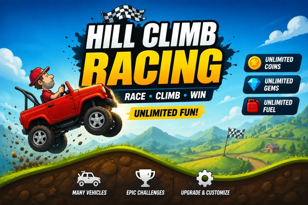 Hill Climb Racing Mod APK v1.70.0 Unlimited Money & Gems